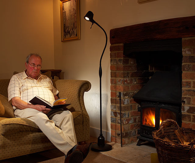 Man reading with HD floor light