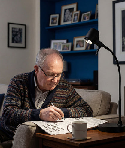 Man reading with HD Pro table light