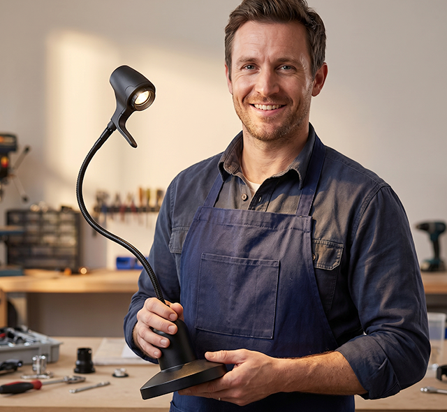 Man holding a HD Original floor light