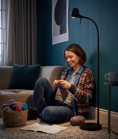 Woman knitting - HD floor light