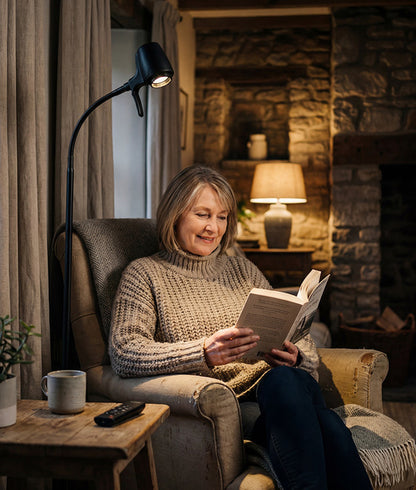 Woman reading with HD floor light